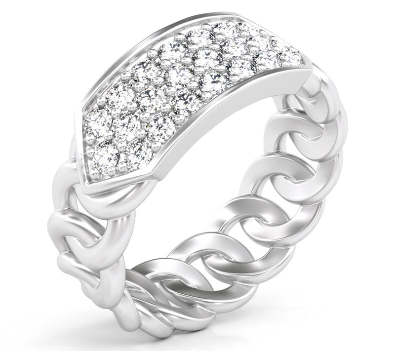 Diamonique Pave Chain Link Chain Design Ring — Main view
