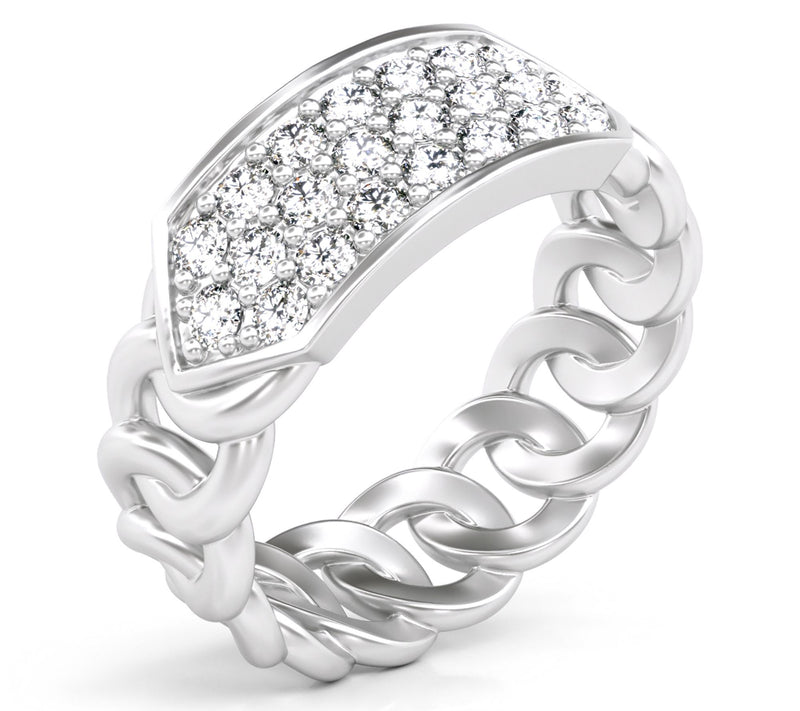 Diamonique Pave Chain Link Chain Design Ring — View 9