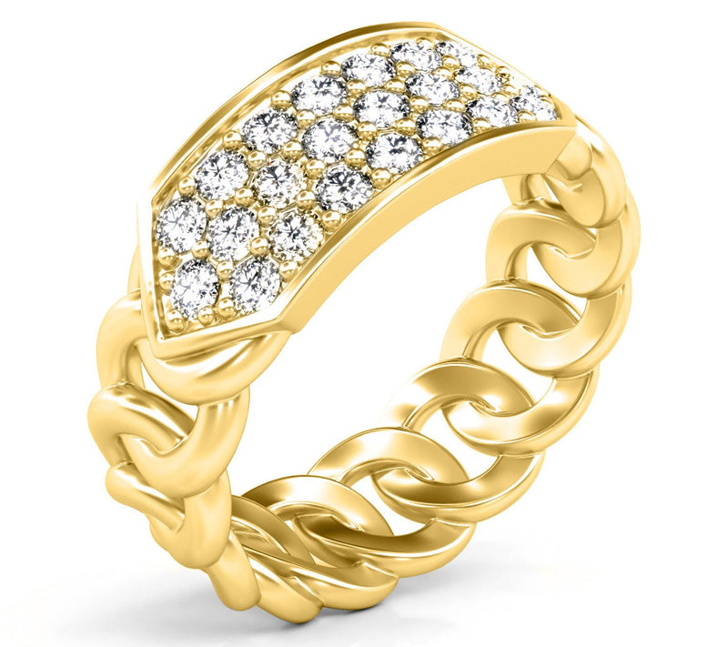 Diamonique Pave Chain Link Chain Design Ring — View 5
