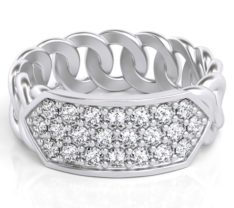 Diamonique Pave Chain Link Chain Design Ring — View 3