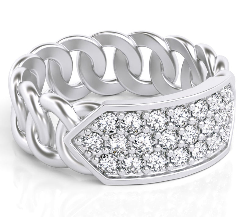 Diamonique Pave Chain Link Chain Design Ring — View 2