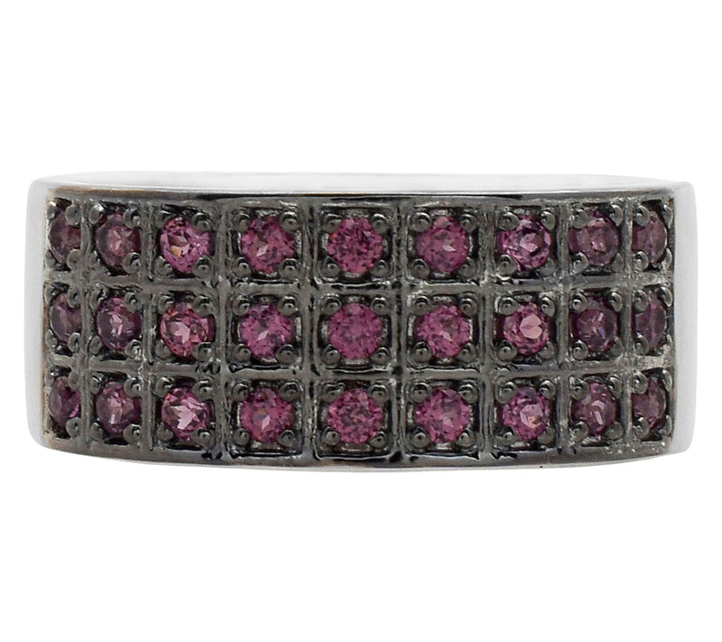 Affinity Gems Rhodolite Cluster Wide Band Ring,Sterling — View 2