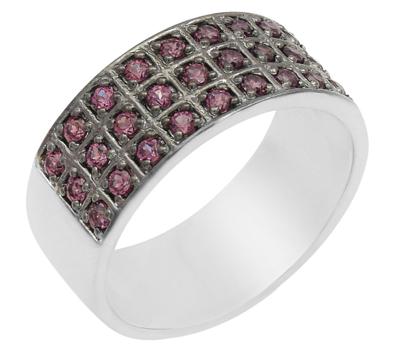 Affinity Gems Rhodolite Cluster Wide Band Ring,Sterling — View 8