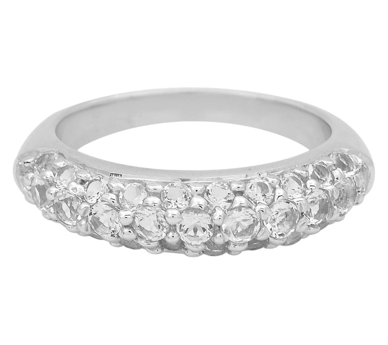 Affinity Gems White Topaz Cluster Band Ring, Sterling Silver — View 2