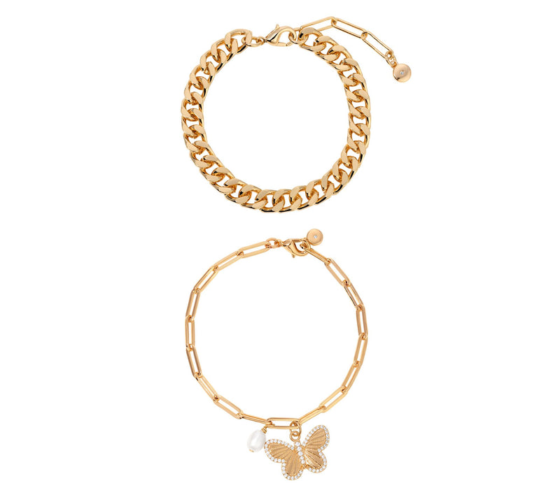 Ettika Butterfly Charm & Chain Bracelet Set — View 6