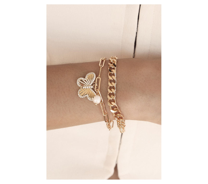 Ettika Butterfly Charm & Chain Bracelet Set — View 4