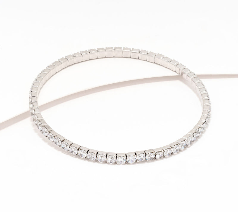 Diamonique Classics Tennis Bangle Bracelet, Sterling Silver — View 6