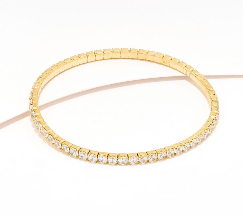 Diamonique Classics Tennis Bangle Bracelet, Sterling Silver — View 7
