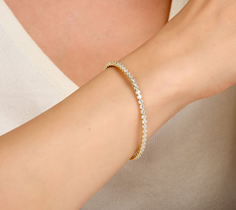 Diamonique Classics Tennis Bangle Bracelet, Sterling Silver — View 3