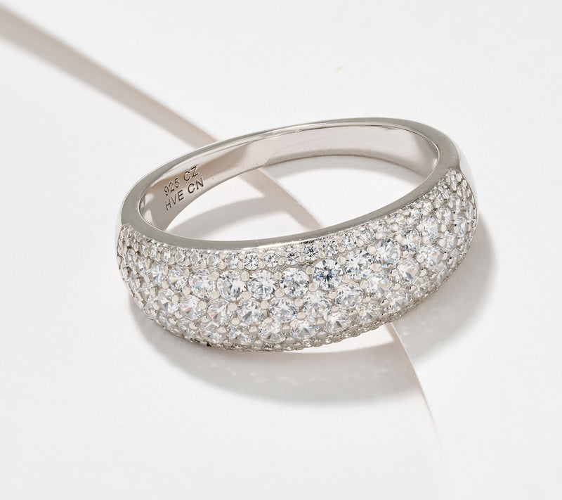 Diamonique Classics Pave Band Ring, Sterling Silver — View 6