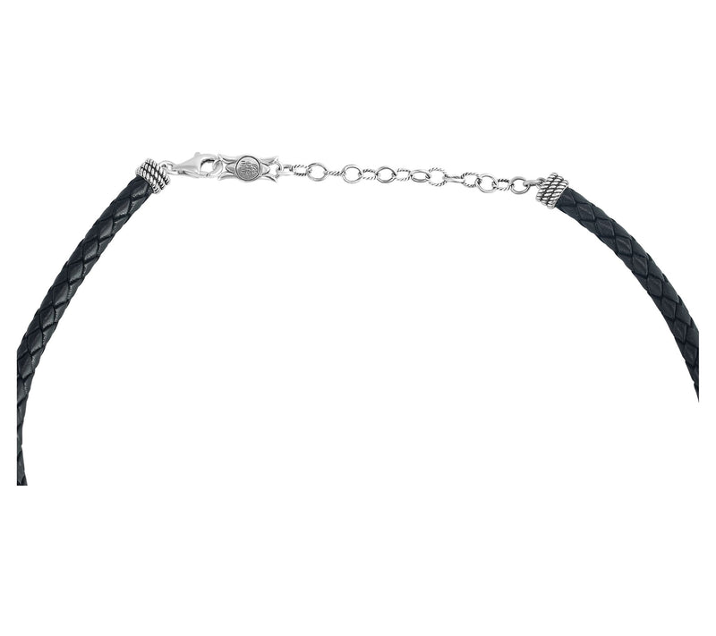 American West Sterling Oval Gemstone Leather Necklace — View 4