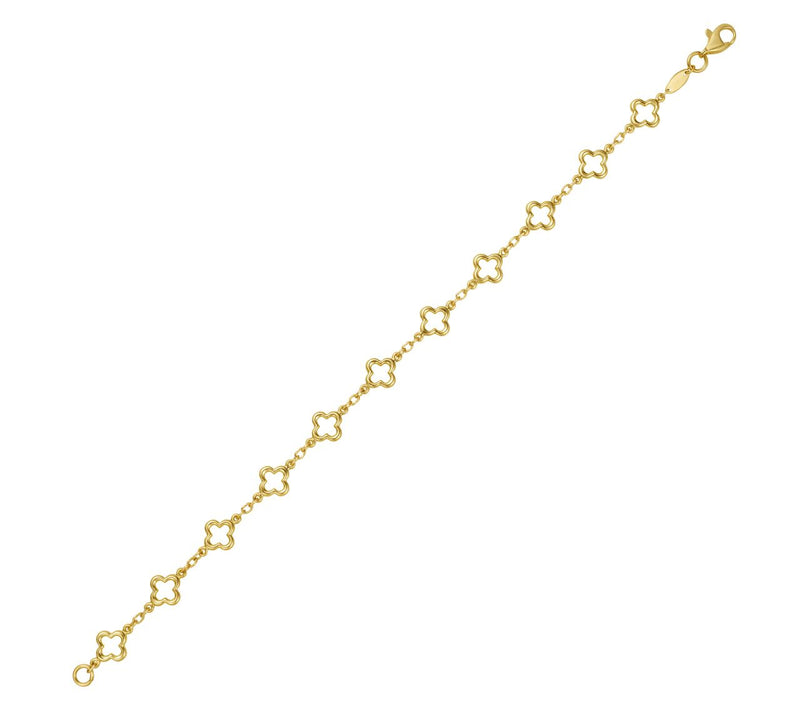 Clover Link 7" Bracelet, 14K Gold — View 2