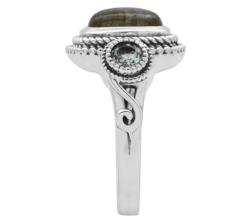 Artisan Crafted Labradorite & Blue Topaz Ring,Sterling — View 4