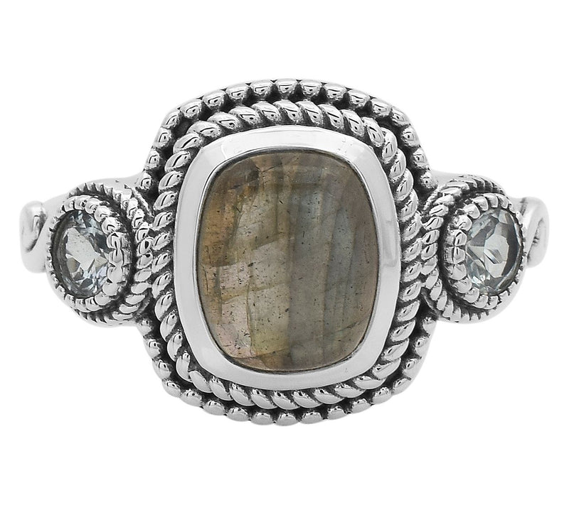 Artisan Crafted Labradorite & Blue Topaz Ring,Sterling — View 2