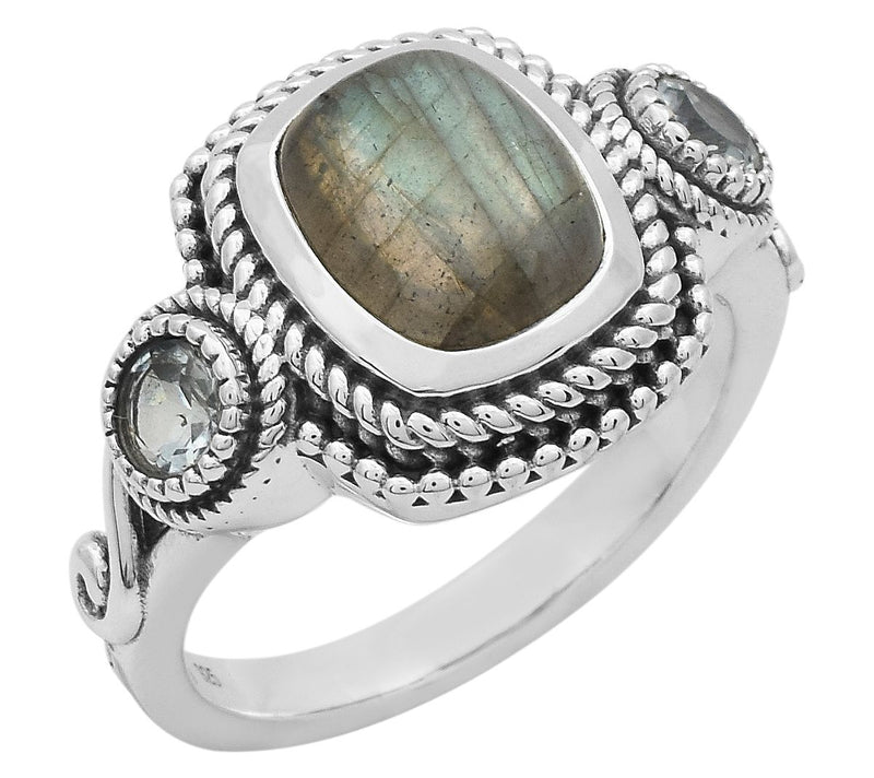 Artisan Crafted Labradorite & Blue Topaz Ring,Sterling — Main view