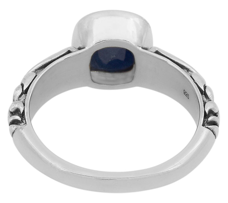 Artisan Crafted Sterling Silver Indian SapphireSolitaire Ring — View 3