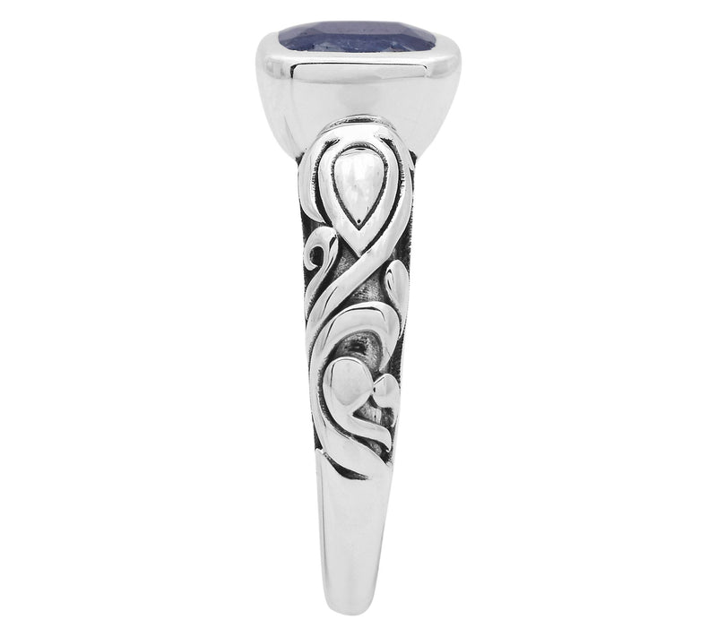 Artisan Crafted Sterling Silver Indian SapphireSolitaire Ring — View 4