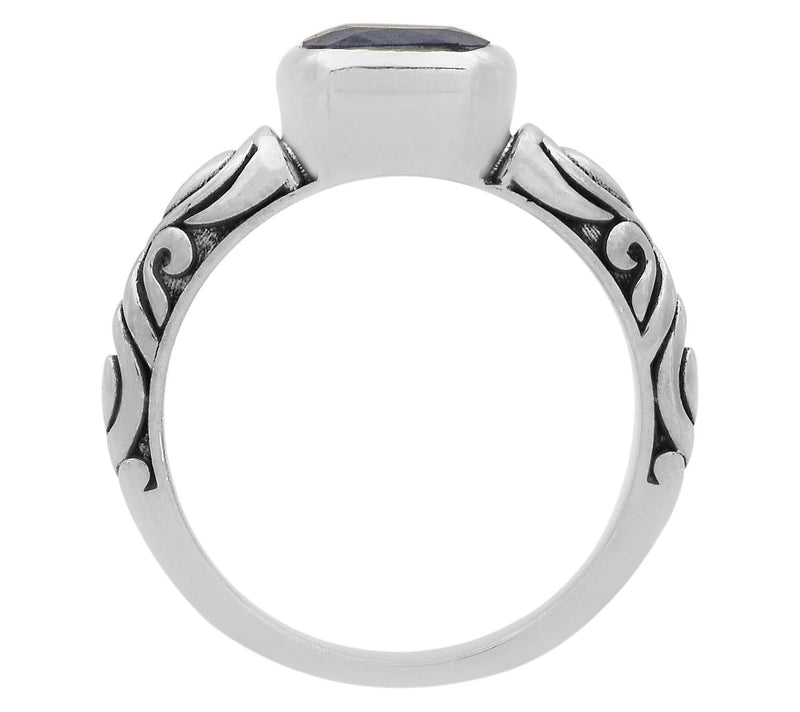 Artisan Crafted Sterling Silver Indian SapphireSolitaire Ring — View 5