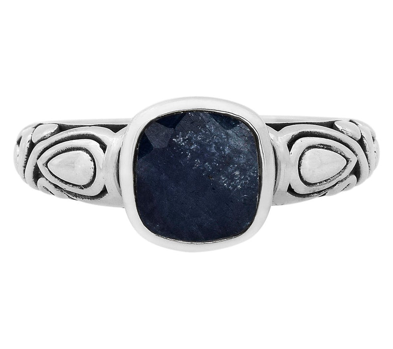 Artisan Crafted Sterling Silver Indian SapphireSolitaire Ring — View 2
