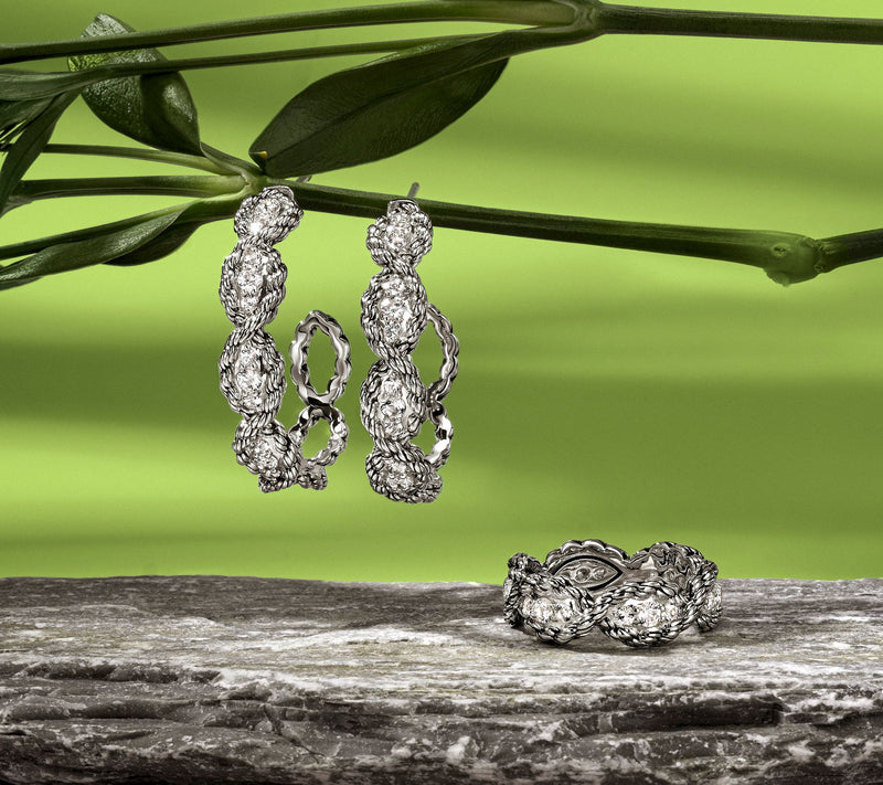 JAI Ireland Sterling Silver Cara Rope Pave Gemstone Ring — View 3