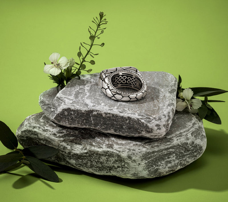 JAI Ireland Sterling Silver Finn's Path Textured Ring — View 4