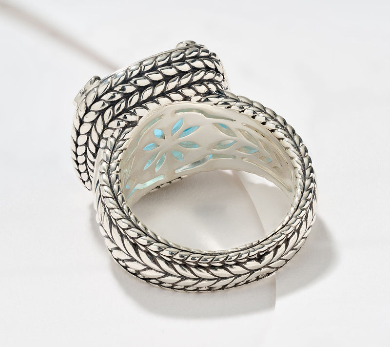 JAI Ireland Sterling Silver Celtic Swirl Doublet Gemstone Ring — View 3