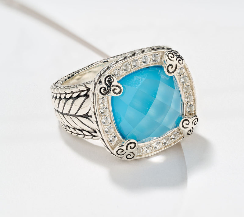 JAI Ireland Sterling Silver Celtic Swirl Doublet Gemstone Ring — View 13