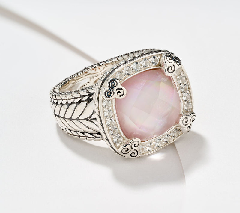JAI Ireland Sterling Silver Celtic Swirl Doublet Gemstone Ring — View 14