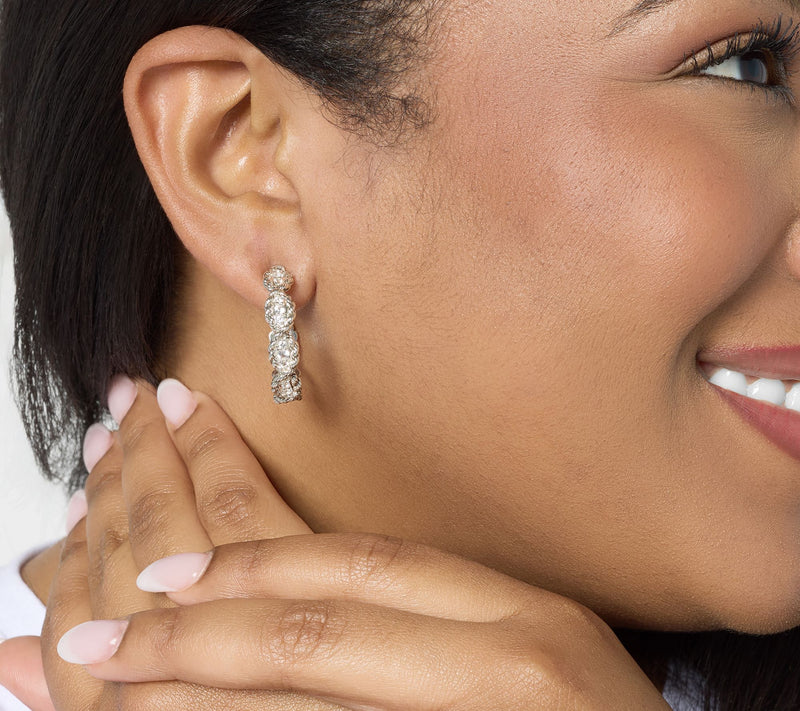 JAI Ireland Sterling Silver Cara Rope Pave Gemstone 1 1/4" Hoop Earrings — View 9