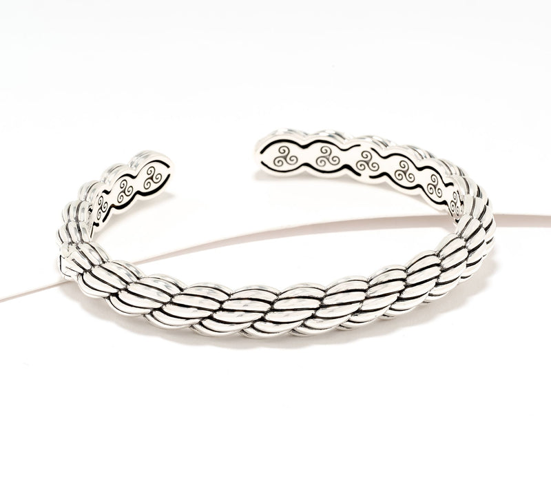 JAI Ireland Sterling Silver Cara Rope Textured Cuff, 33.0g — Main view