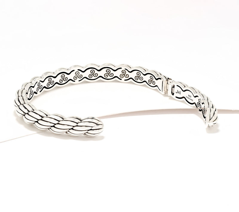 JAI Ireland Sterling Silver Cara Rope Textured Cuff, 33.0g — View 2