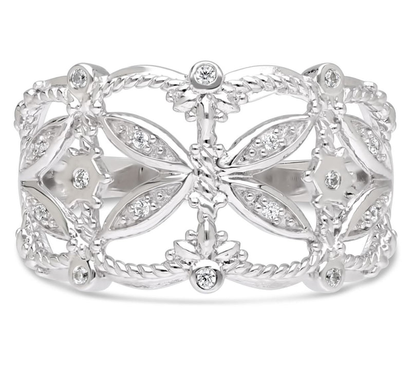 Ariva Sterling Silver Diamonique Gilded Open Band Ring — Main view