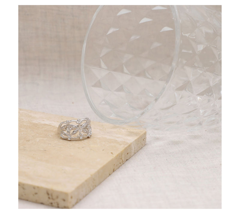 Ariva Sterling Silver Diamonique Gilded Open Band Ring — View 5