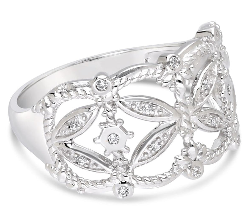 Ariva Sterling Silver Diamonique Gilded Open Band Ring — View 4