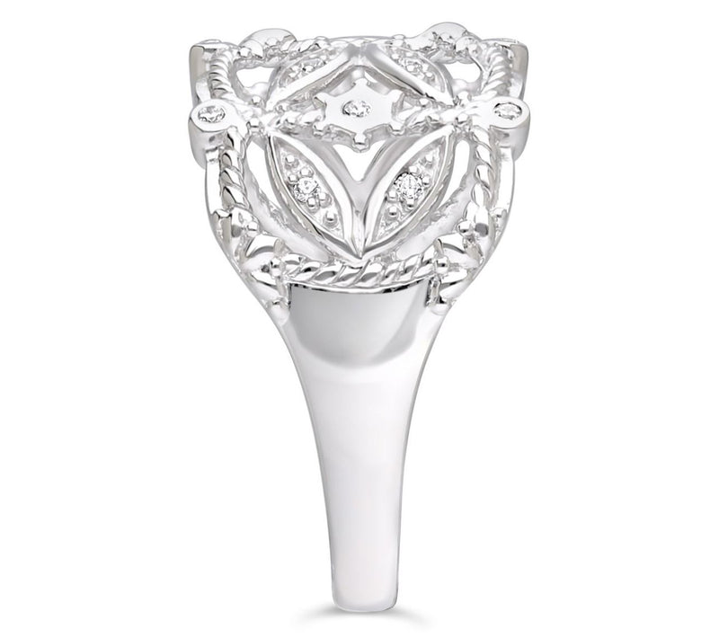 Ariva Sterling Silver Diamonique Gilded Open Band Ring — View 3