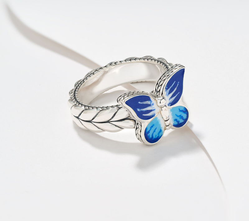 JAI Sterling Silver Storyteller Enamel Symbol Ring — Main view