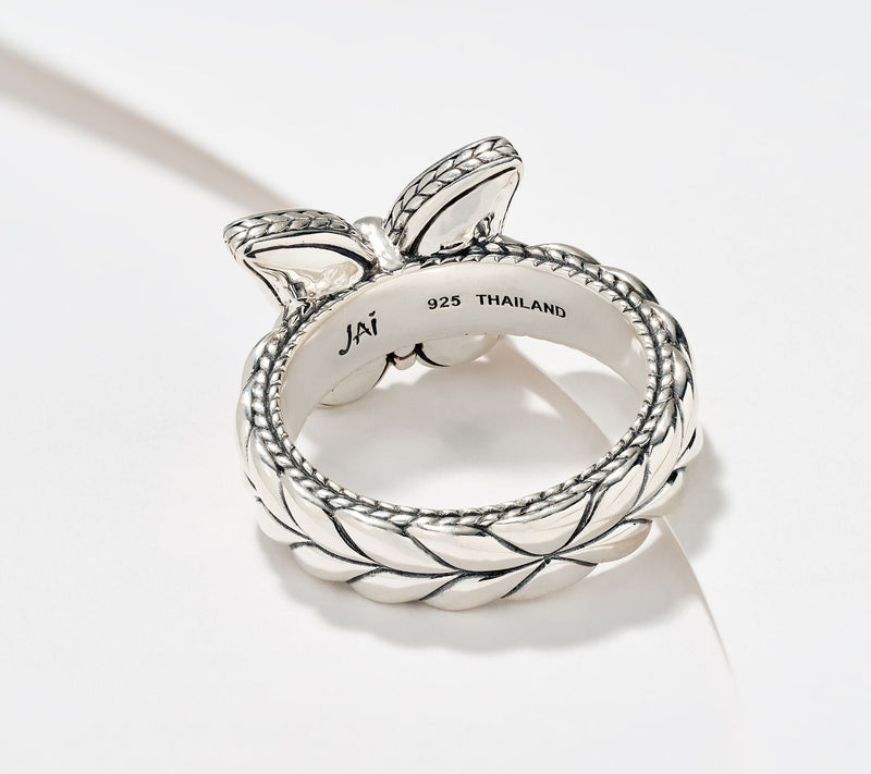 JAI Sterling Silver Storyteller Enamel Symbol Ring — View 2