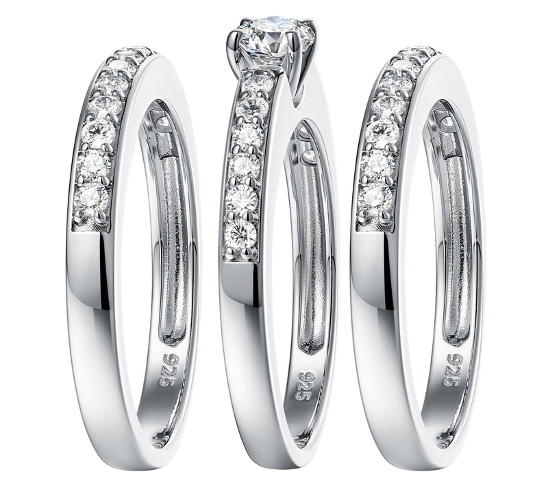Diamonique 1.05 cttw Set of 3 Rings, Sterling Silver — View 3