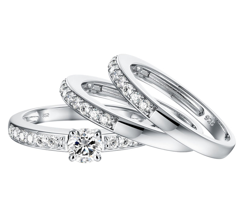 Diamonique 1.05 cttw Set of 3 Rings, Sterling Silver — View 4