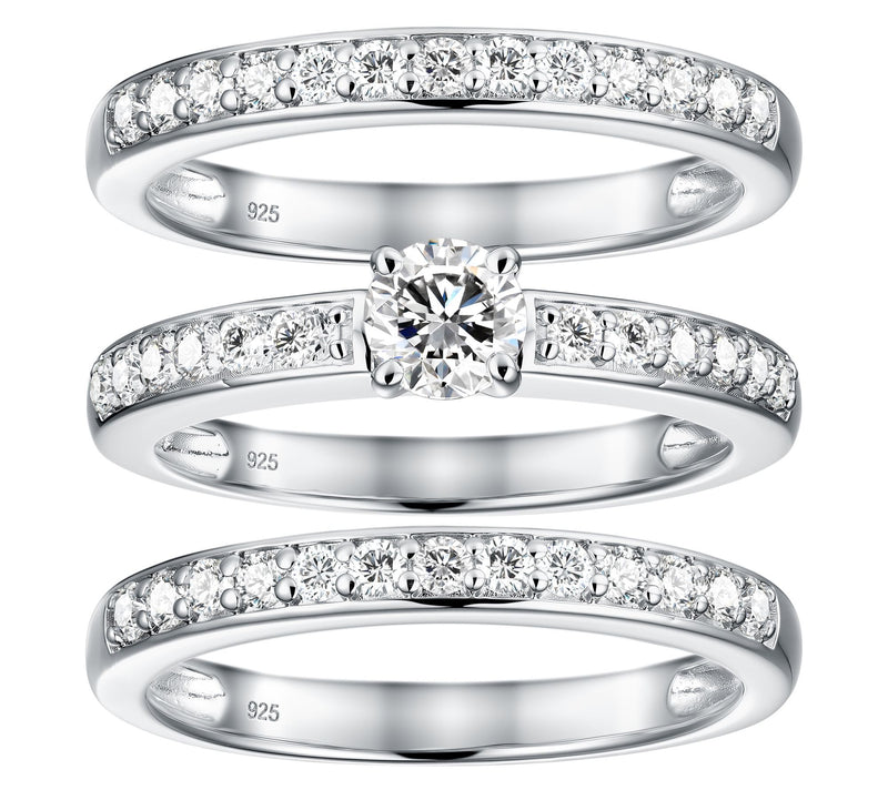Diamonique 1.05 cttw Set of 3 Rings, Sterling Silver — Main view