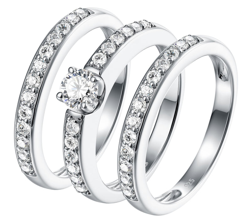Diamonique 1.05 cttw Set of 3 Rings, Sterling Silver — View 2