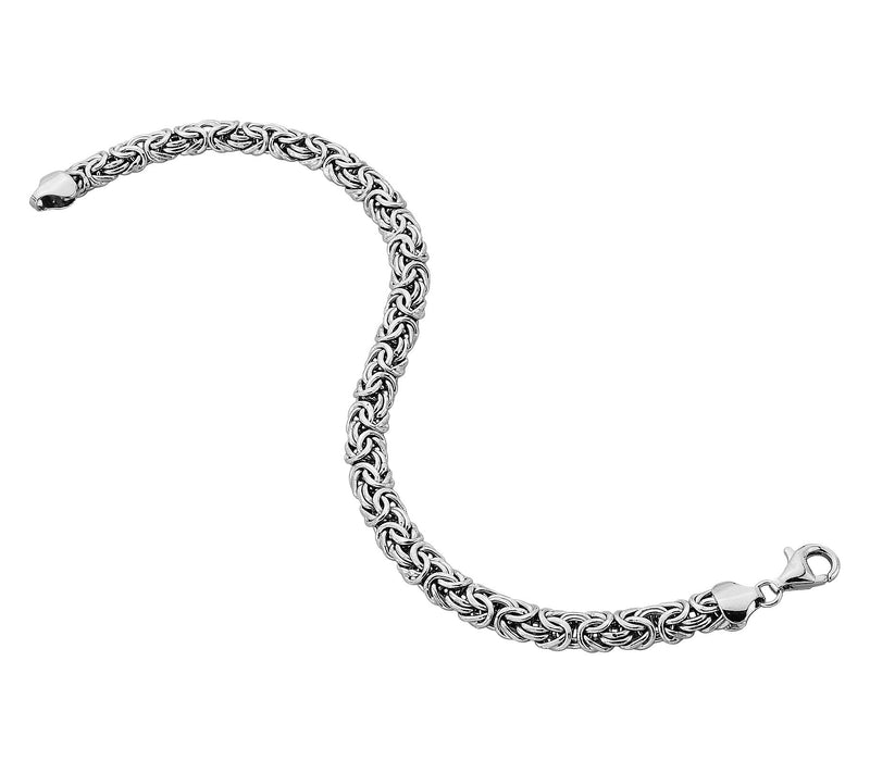 Silver Style 6-3/4" High Polished Byzantine Bracelet, — Main view