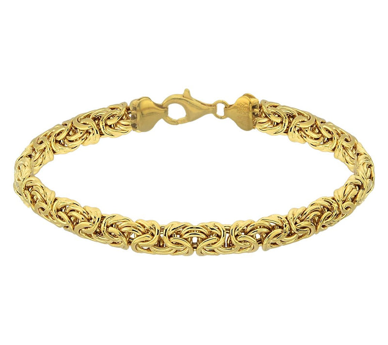 Silver Style 6-3/4" High Polished Byzantine Bracelet, — View 4