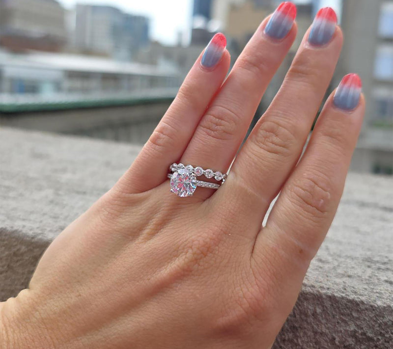 Diamonique 4.65 cttw Ring Set, Sterling Silver — View 5