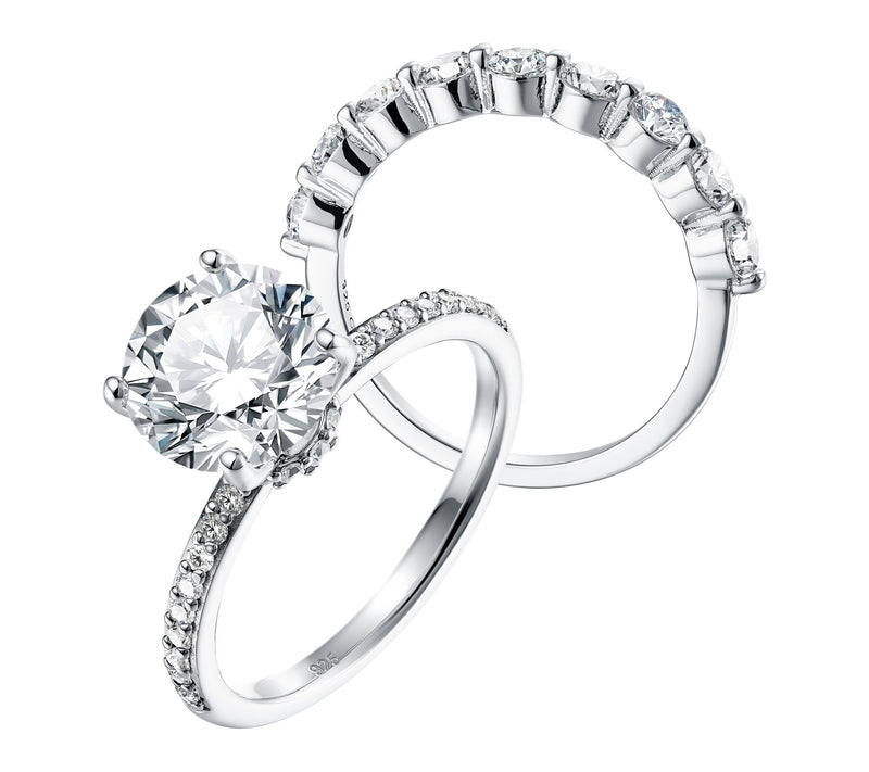 Diamonique 4.65 cttw Ring Set, Sterling Silver — View 3