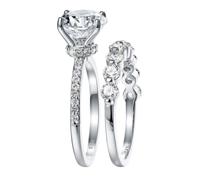 Diamonique 4.65 cttw Ring Set, Sterling Silver — View 4