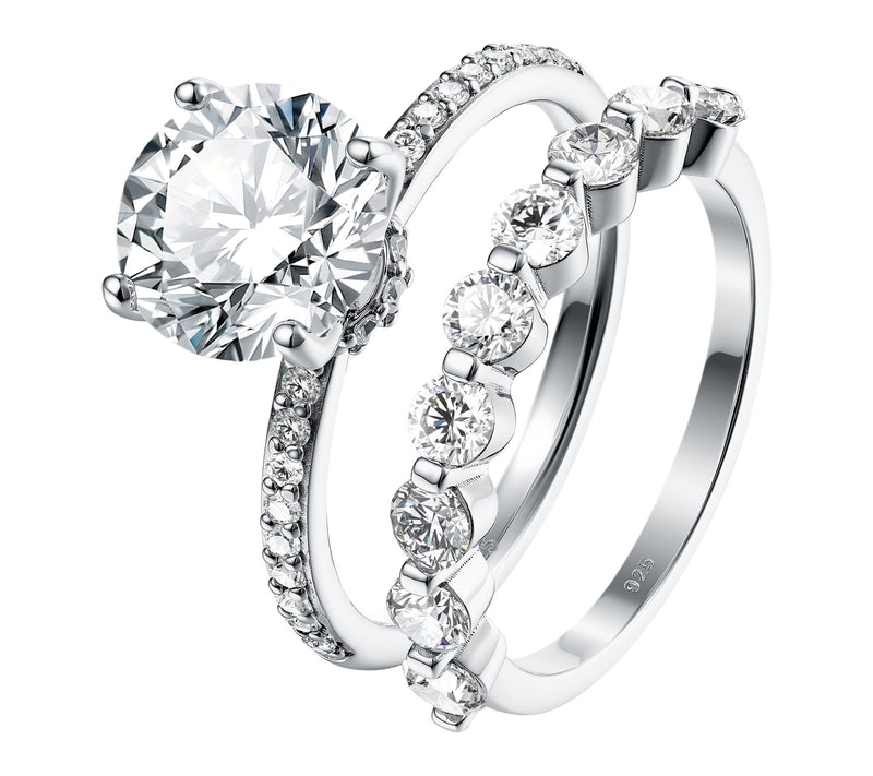Diamonique 4.65 cttw Ring Set, Sterling Silver — Main view