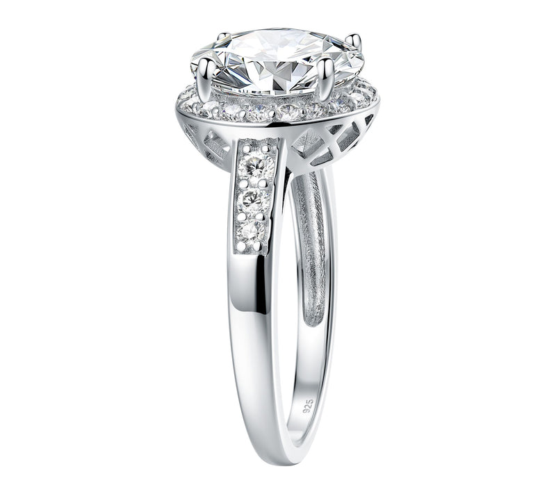 Diamonique 4.95 cttw Halo Ring, Sterling Silver — View 3