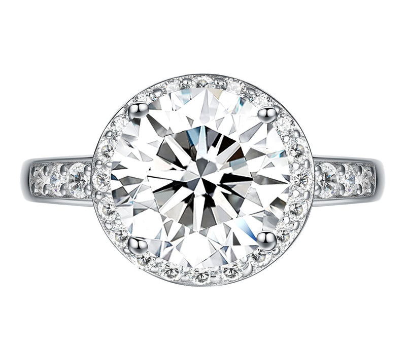 Diamonique 4.95 cttw Halo Ring, Sterling Silver — View 4