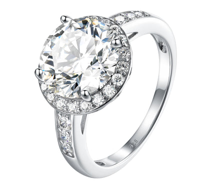 Diamonique 4.95 cttw Halo Ring, Sterling Silver